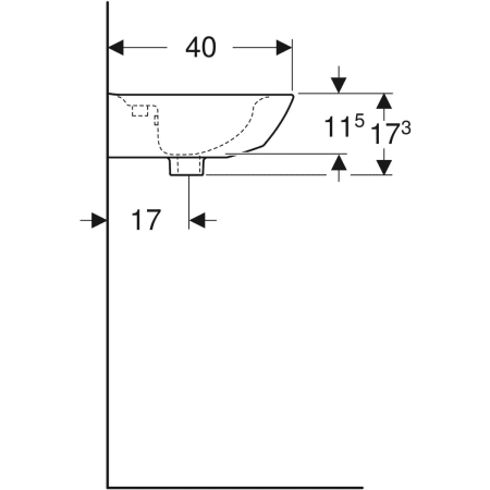500.376.01.1 Geberit Renova Handwaschbecken mit asymmetrischem Überlauf Geberit  - Вид №11