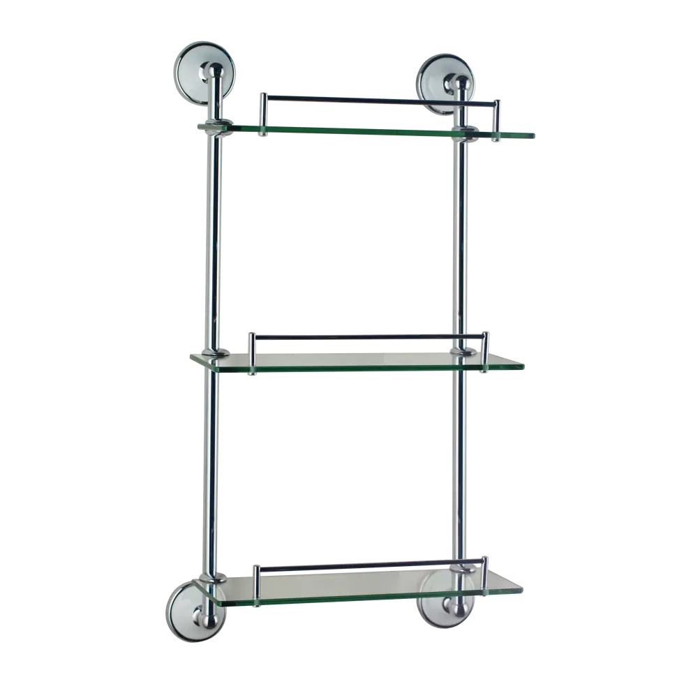 Полка для ванной Brissen Aster трёхъярусная прямая цвет хром белый B2207-3 STLM-2020156 - Вид №1
