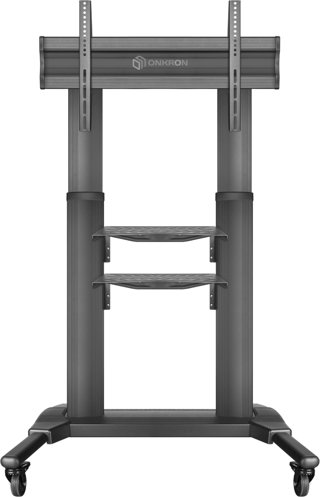 TS2771 BLACK Мобильная стойка на 1 тв/ 42-80" от 200х200 до 700х400, макс нагр 45.5кг, высота 950-1600мм, регулировка полки по высоте, кабель канал внутри столбов, черная ONKRON Santreyd 