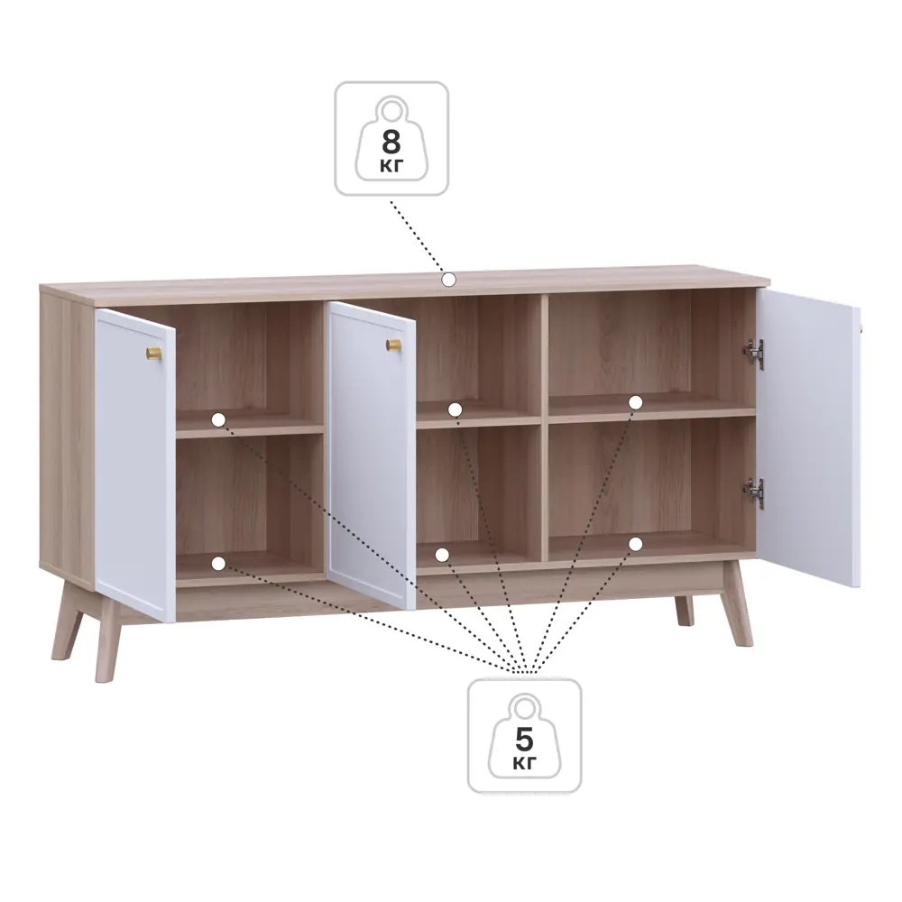 Тумба под телевизор KONSENSA Амьен 150x79x41.7 см ЛДСП цвет белый/коричневый Лион STLM-2071117 - Вид №6