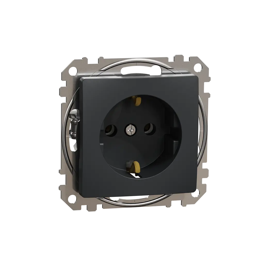 Розетка встраиваемая Systeme Electric Sedna Design с заземлением, цвет антрацит STLM-2173672 - Вид №1