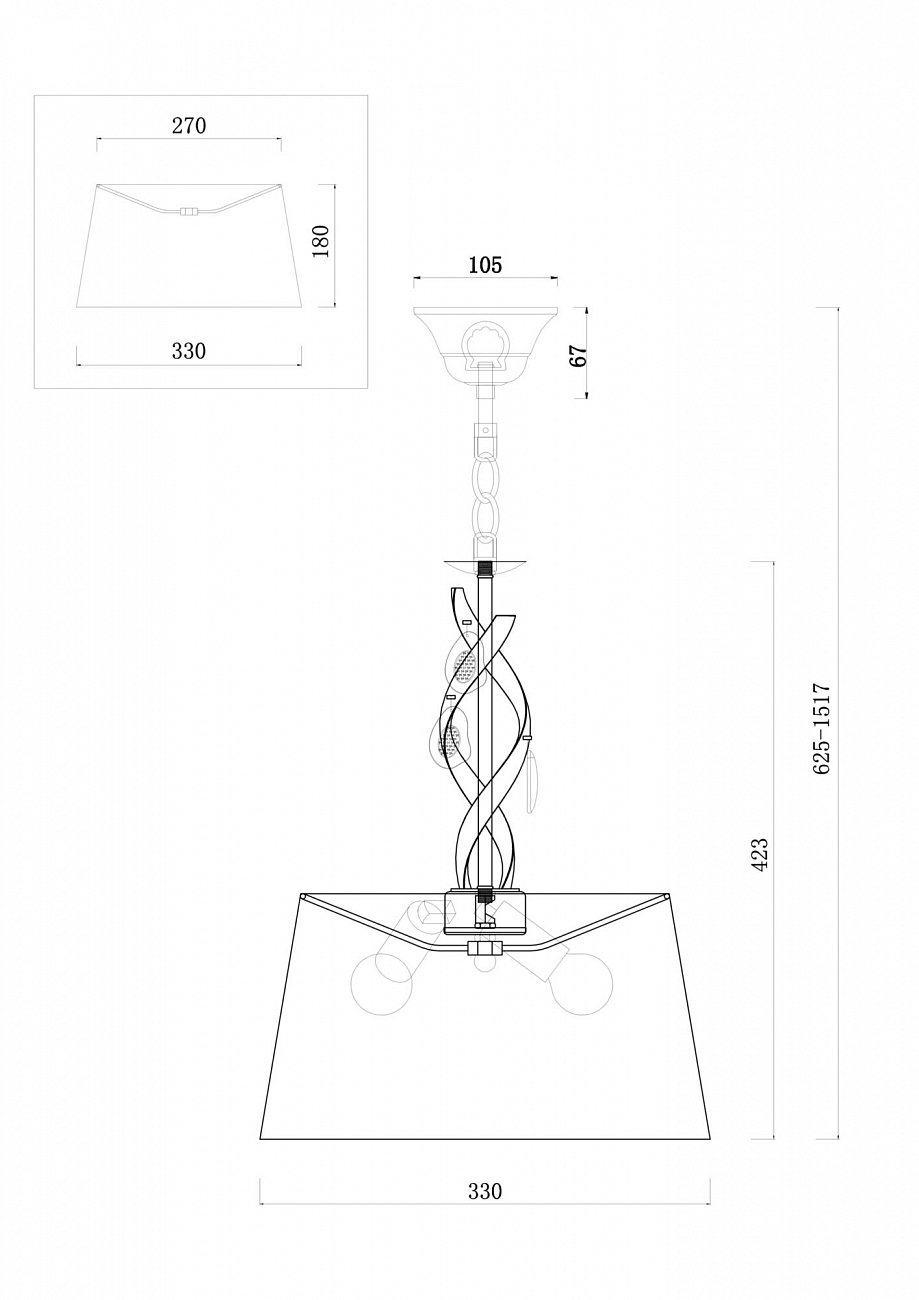 Люстра подвесная с абажуром бежевая Monique FR2001PL-03G FREYA CLASSIC 00-3957108 Бежевый - Вид №2