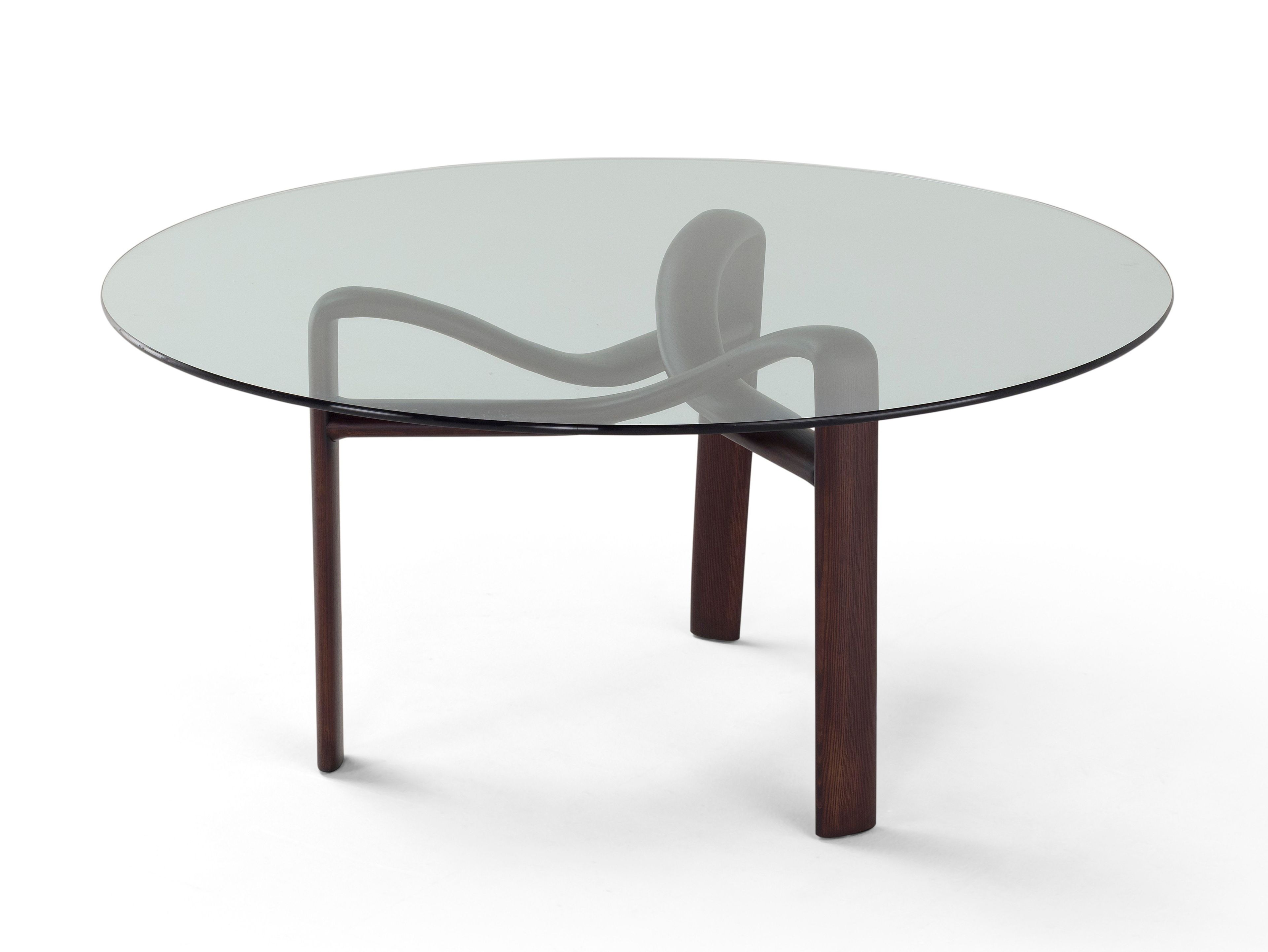 Круглый обеденный стол из дерева и стекла Amura ARCH-00026950 - Вид №10