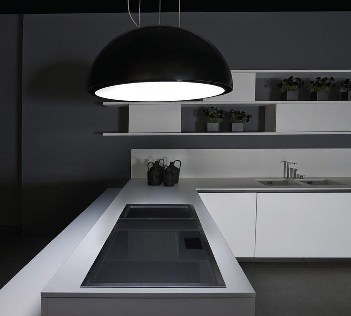 RIFRA Кухня с матовым белоснежным лакированным полуостровом Line sun-id-1463768 - Вид №1