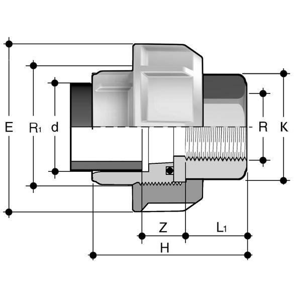 SANIT 521453020015020 Адаптер соединение, PP на латуни, цилиндрическая трубка с внутренней резьбой для Heizelemenmuffenschweißen  - Вид №1