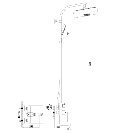 LM4962CW Смеситель Melange для ванны и душа LEMARK MELANGE - Вид №1