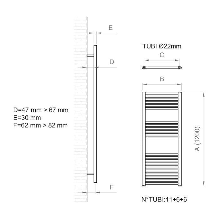 Настенный стальной полотенцесушитель с горячей водой Ercos Опера ARCH-00113423 - Вид №3