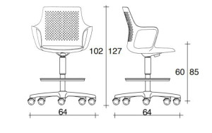 Поворотный стул Nylon® с мягким сиденьем