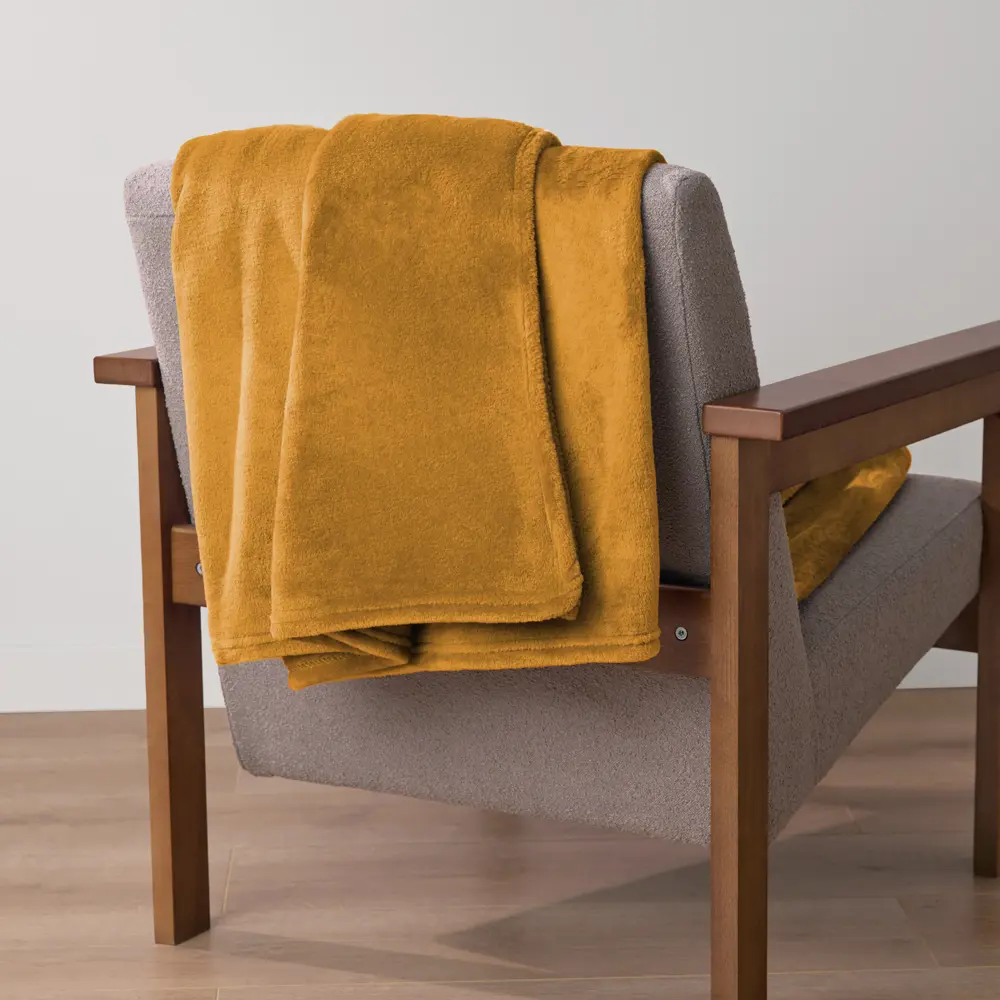 Плед KREAFORTA Flandria 200x220 см фланель цвет горчица STLM-2141961