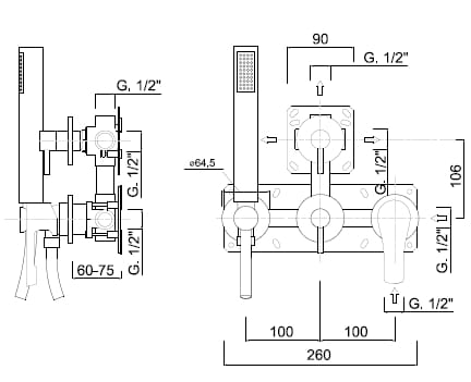 Смеситель для душа с ручным душем Rubinetteria Giulini Ego ARCH-00139853 - Вид №2