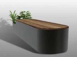 Manufatti Viscio Скамья из стали и дерева со встроенной сеялкой без спинки