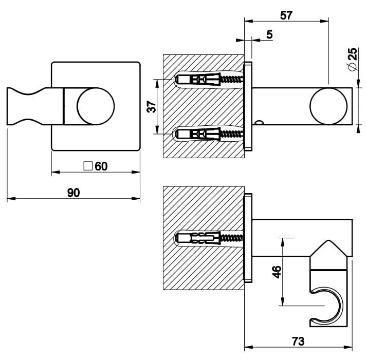 Поворотный держатель для душа из хромированной латуни Gessi реверс ARCH-00145613 - Вид №2