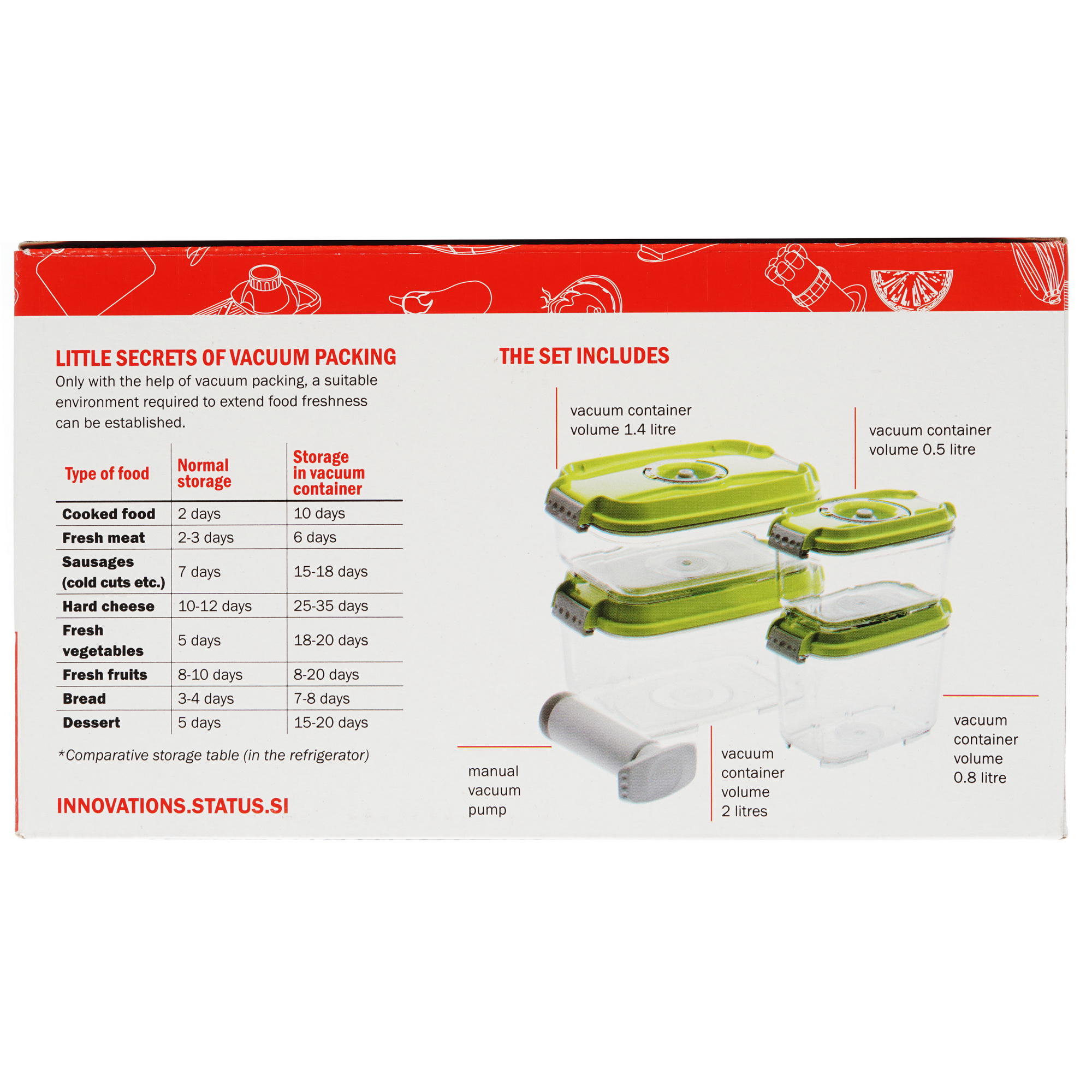 1625936 Набор вакуумных контейнеров STATUS VAC-REC-Smaller White 0.8 л, 1.4 л, 0.5 л, 2 л STDN-0037104 - Вид №11