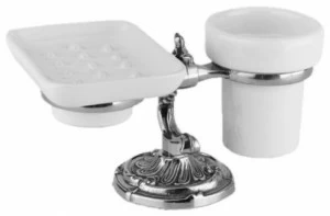 Стакан и мыльница настольные, керамика ART&MAX BAROCCO CRYSTAL AM-1789-Cr-C