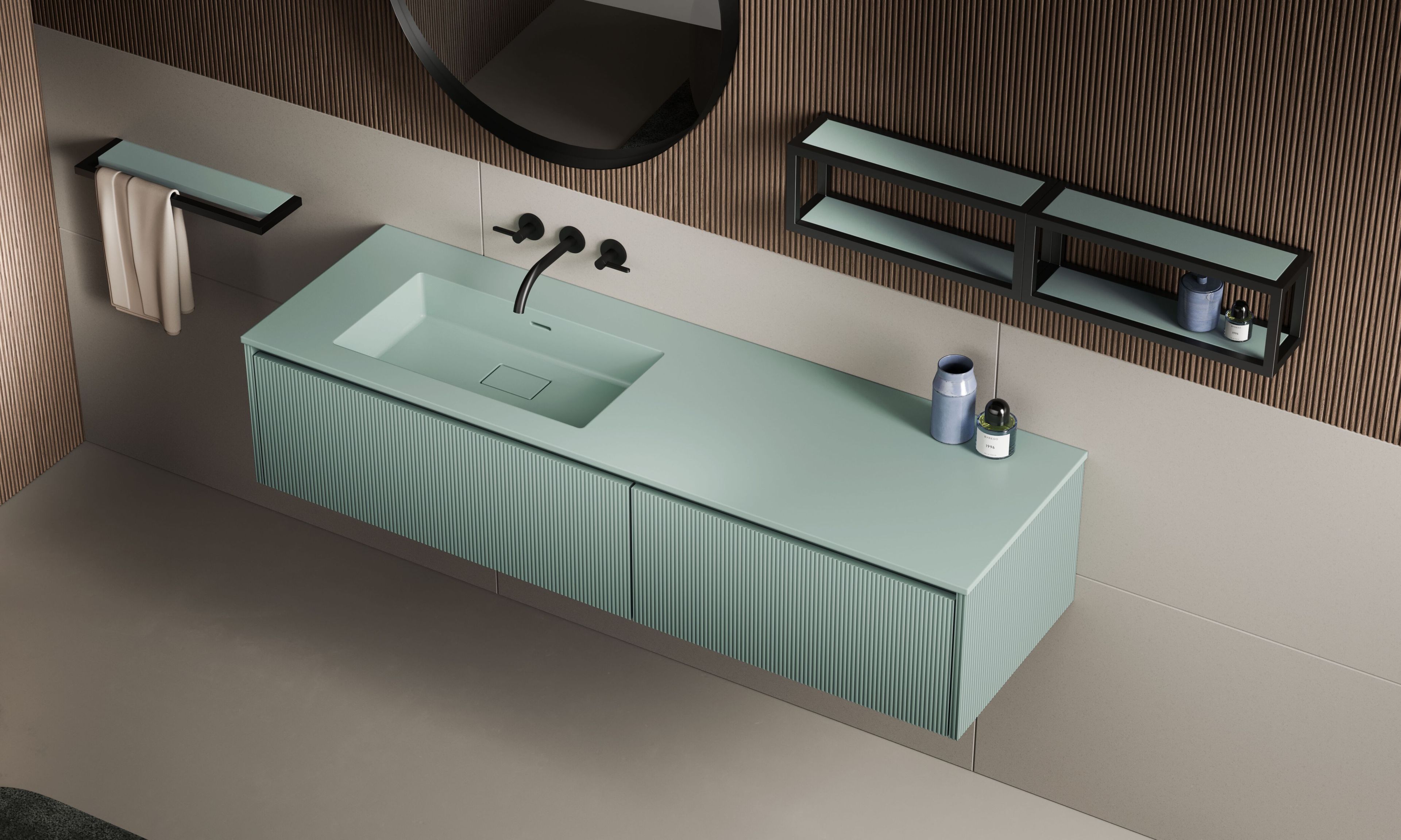 Подвесной умывальник с ящиками Mobiltesino Millerighe Color ARCH-00004495