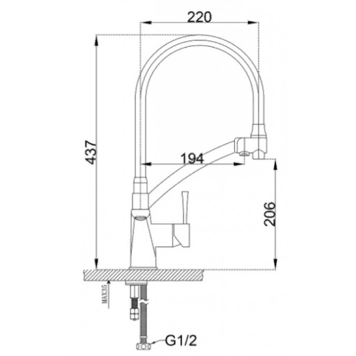 Zorg ZR 354-8 YF Смеситель для кухни Zorg 437х220  - Вид №2