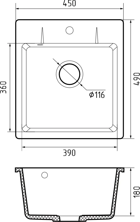 Кухонная мойка 245 GRANFEST URBAN - Вид №1