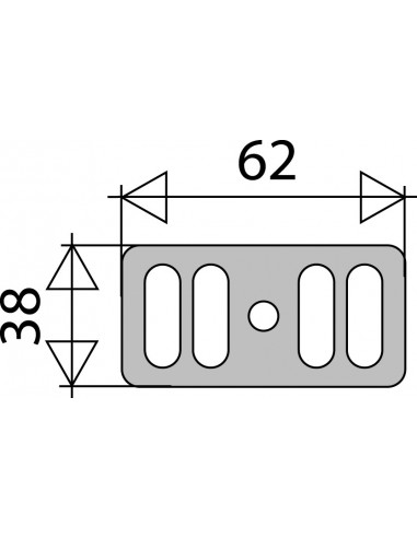 061800 000 00  Решетка перелива прямоугольная для мойки из керамогранита, 38 x 62 мм, нержавеющая сталь Valentin Сталь  - Вид №2