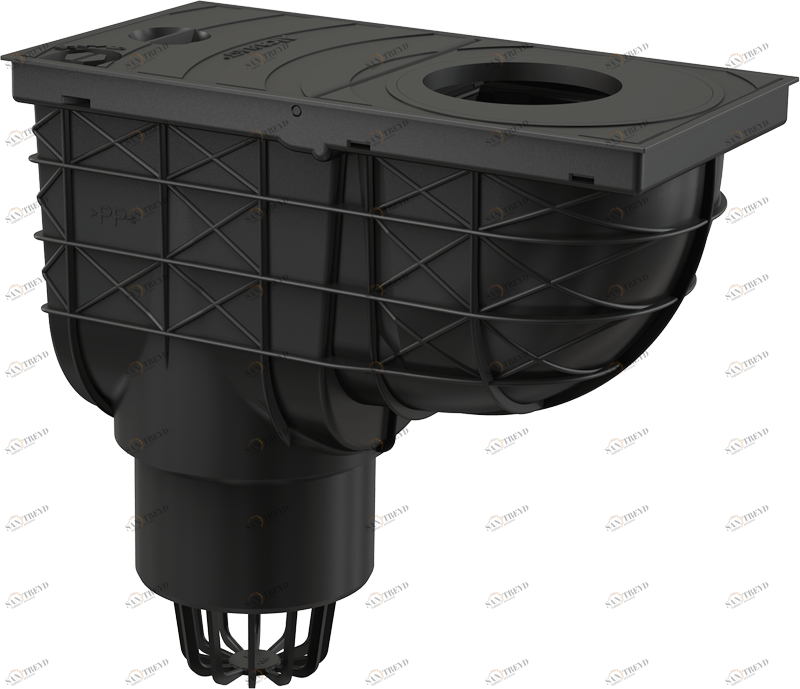 Ливнеотвод 300×155/110 мм, сток – прямой, черный ALCAPLAST AGV1