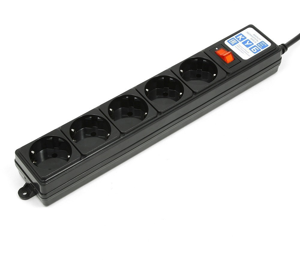 SPG-B-6-BLACK Surge protector power cube b 1.9 m 5 outlets (black) 10a / 2.2kw Электрическая мануфактура Santreyd 