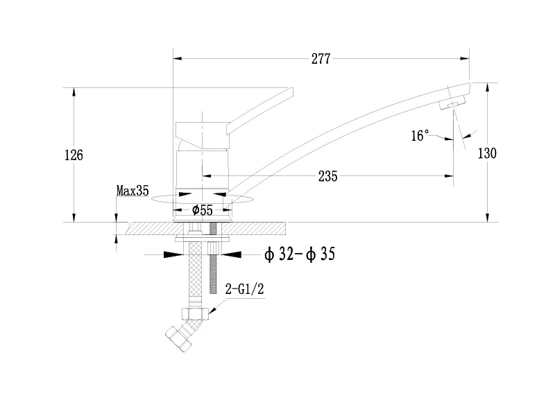 Кухонный смеситель 17240046 серый металлик GranFest Ewigstein - Вид №1