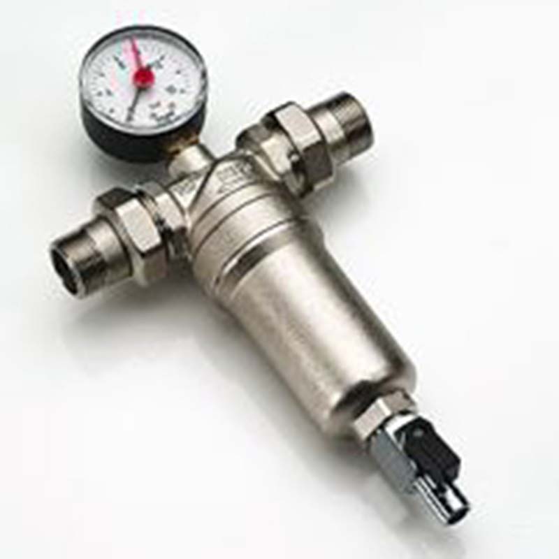 Фильтр промывной с манометром, с разъемными соединениями, латунной колбой TIEMME 1"1/4 3130009