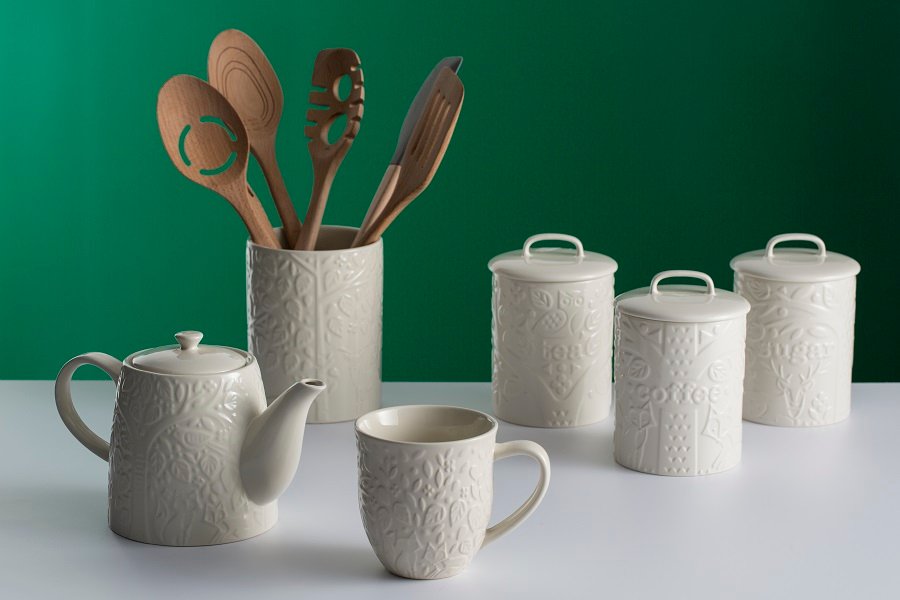 Банка с крышкой для чая белая In the Forest MASON CASH  00-3871152 Белый  - Вид №4