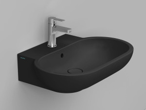 Керамическая подвесная овальная раковина с переливом