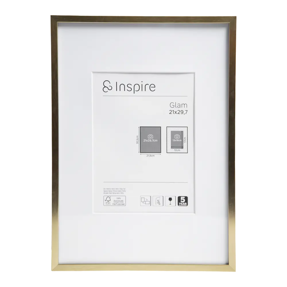 INSPIRE Glam Brass — элегантная фоторамка золотистого цвета 21×29.7 см 86487480 STLM-1578175