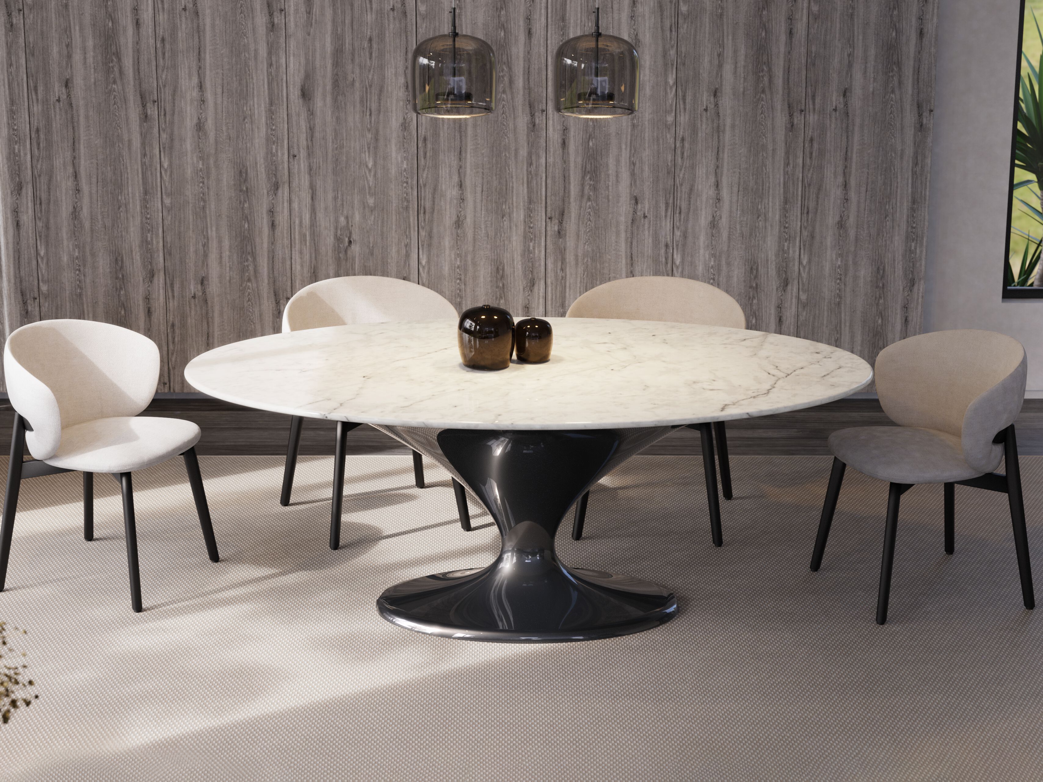 Овальный стол из стекловолокна с мраморной столешницей GANSK CHARM OVAL ARCH-00106311 - Вид №4