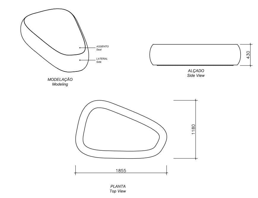 Бетонная скамья без спинки amop Ameno ARCH-00025972 - Вид №2