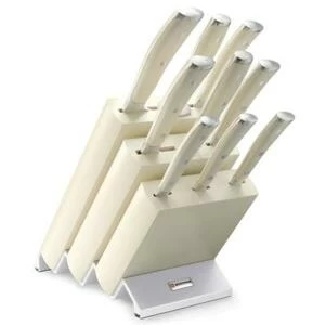 Набор кухонных ножей Ikon Cream White на деревянной подставке. 9 шт.