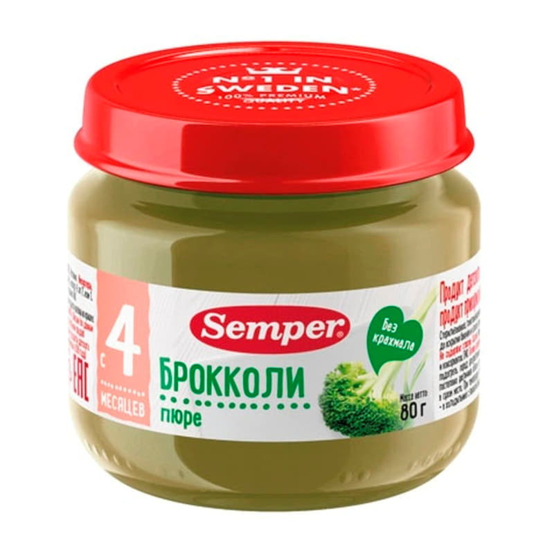 Пюре Брокколи с 4 месяцев Semper 80 г Santreyd 15733 - Вид №1