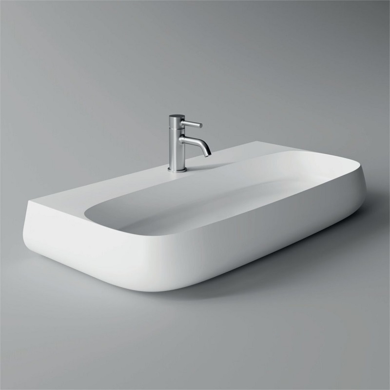 33160101.09 Подвесная раковина 900х450х140 мм Alice Ceramica Nur без перелива с 1 отверстием под смеситель Белый матовый