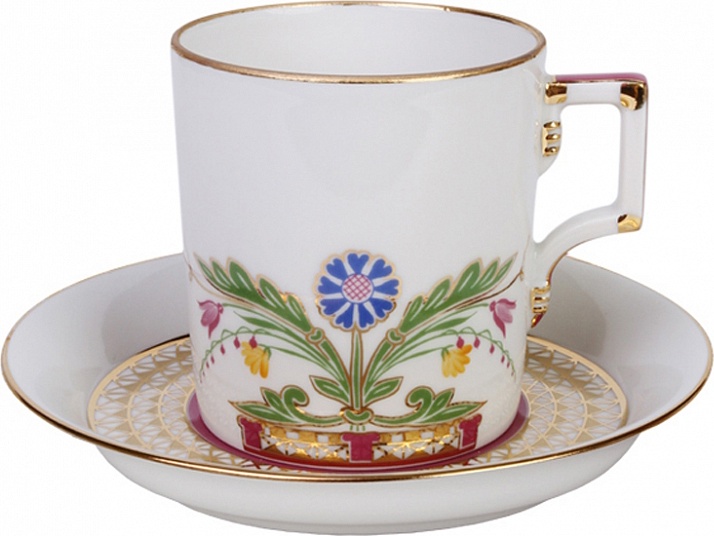 10595943 Императорский фарфоровый завод Чашка чайная с блюдцем ИФЗ "Замоскворечье" 230мл, ф.Гербовая Фарфор твердый 
