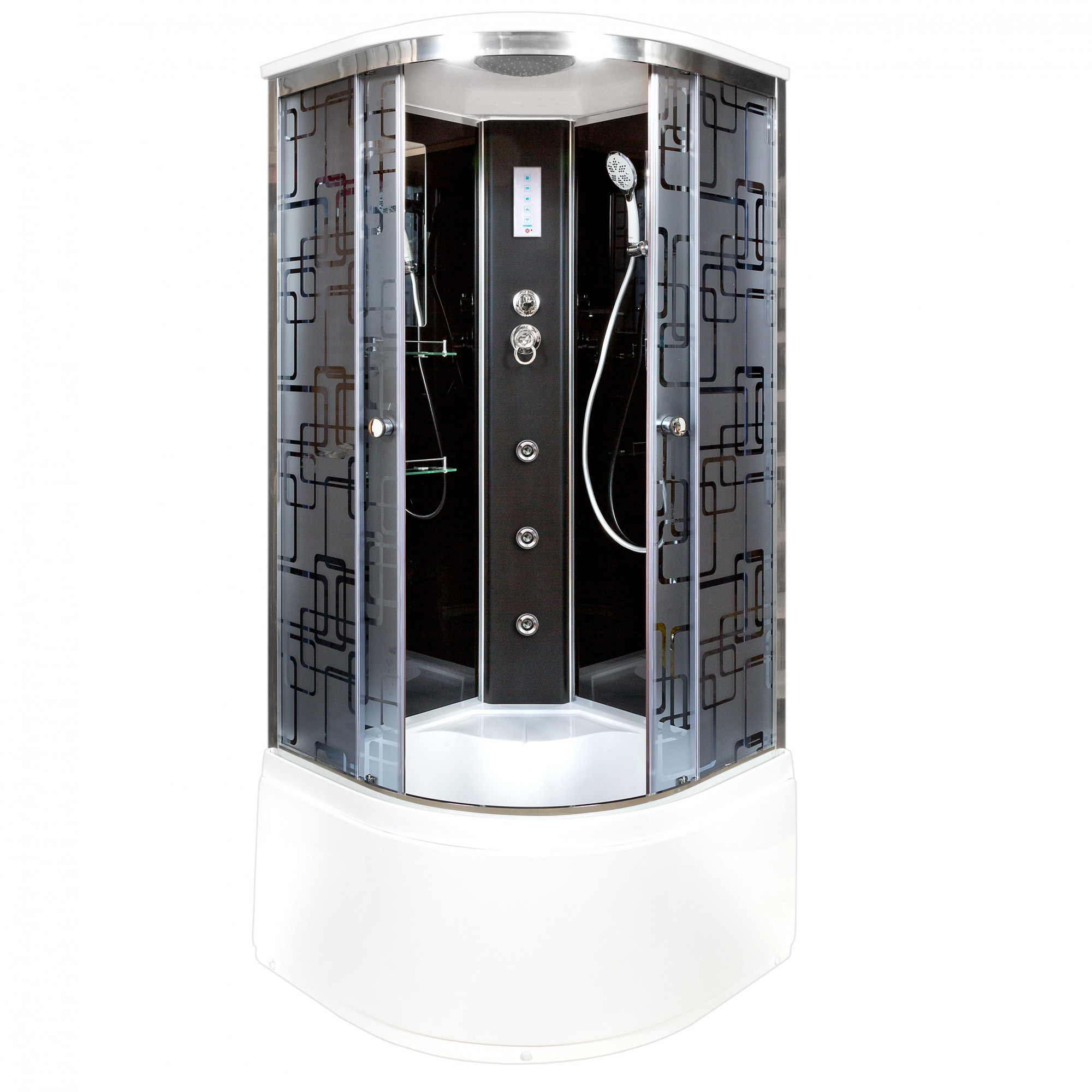 ЕМ1511 R N (без крыши) Душевая кабина DETO Серия EM BМ4590 с гм. и эл. BLACK