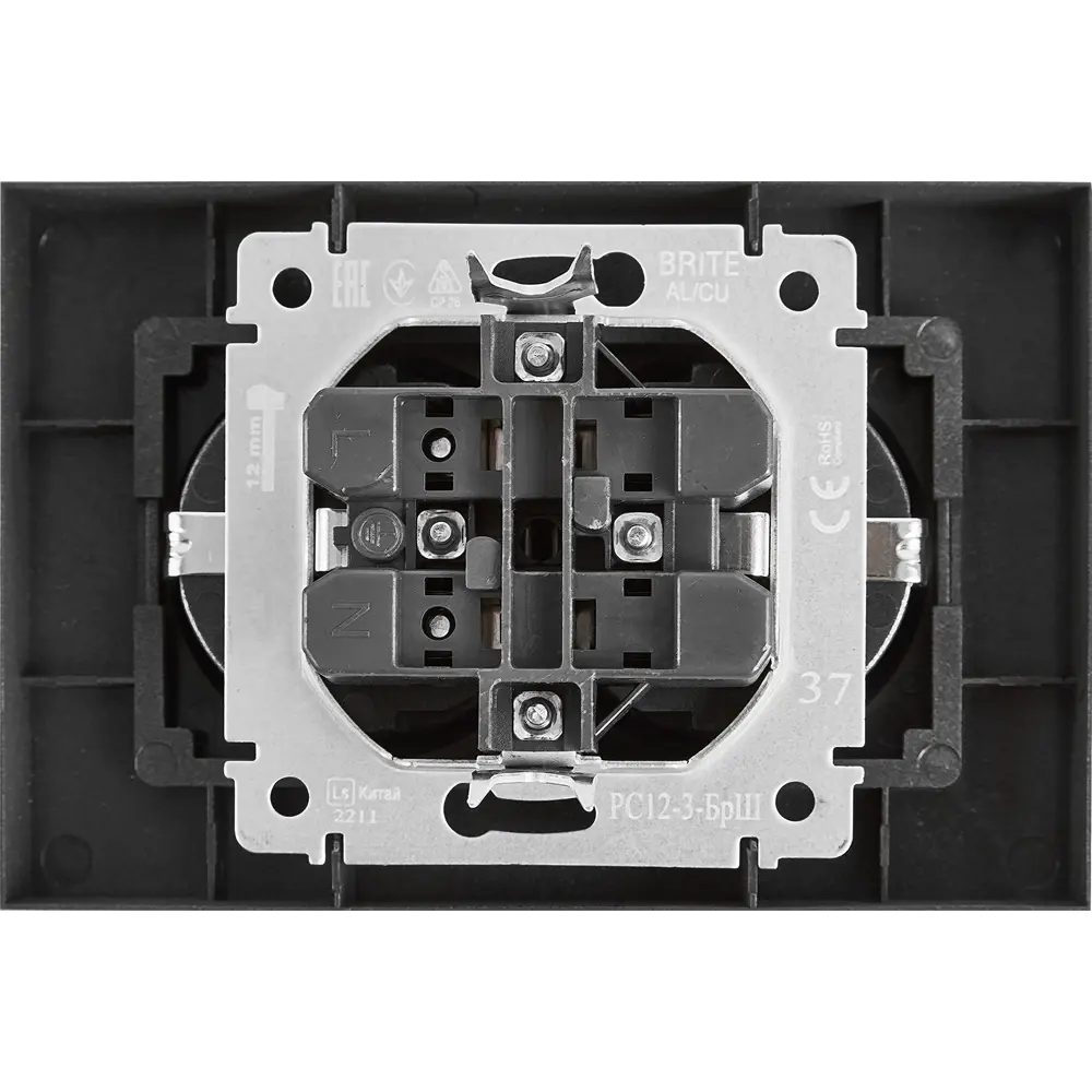 IEK Brite — двойная розетка черная встраиваемая с заземлением 87761573 STLM-1118220 - Вид №3