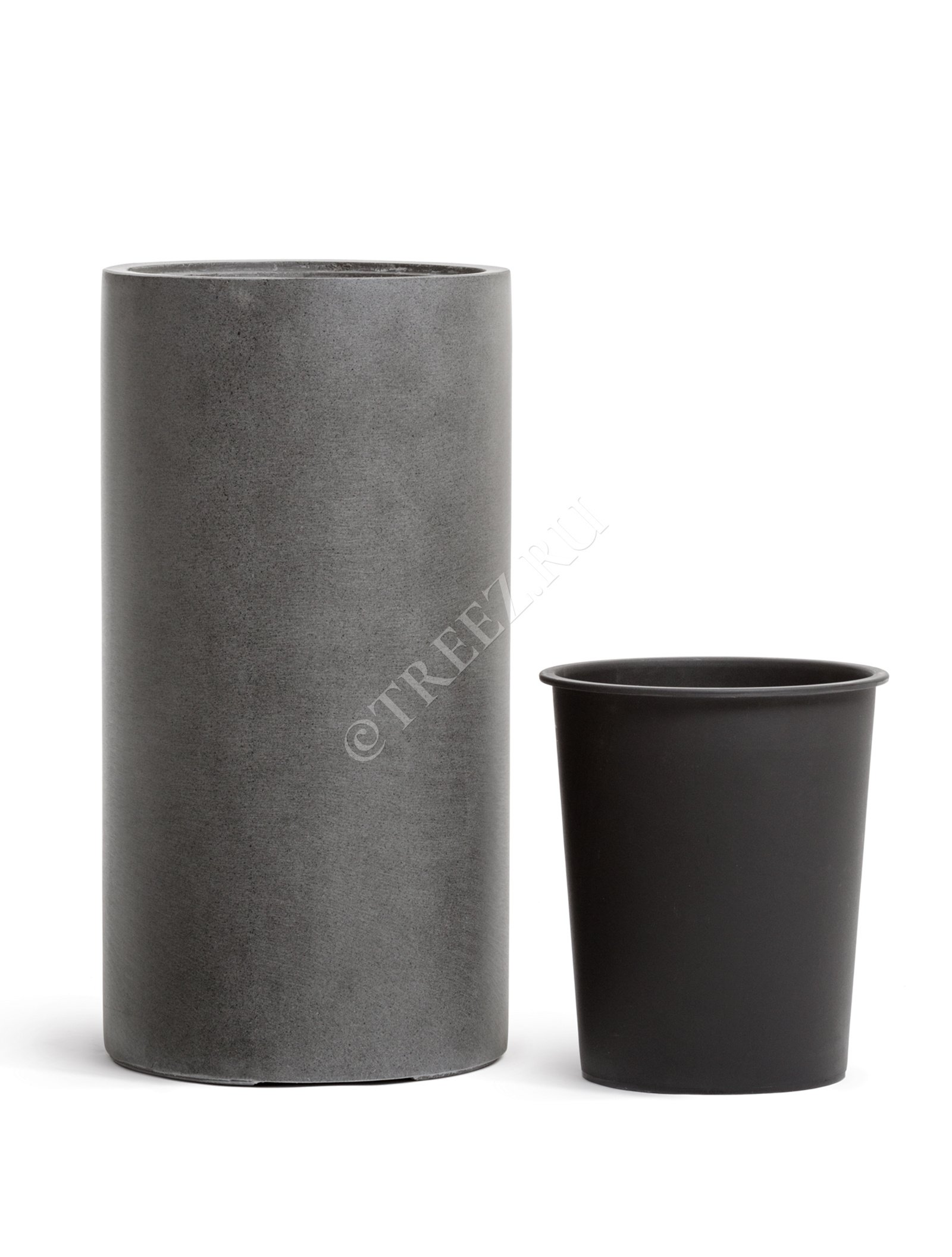 41.3320-02-029-GR-60 Кашпо  Effectory - серия Beton - Высокий цилиндр - Тёмно-серый бетон Цветочная коллекция  - Вид №3