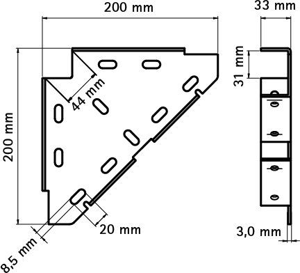 6593010 BIS Трёхгранный диагональный соединитель для создания конструкций из профиля RapidRail walraven  - Вид №1