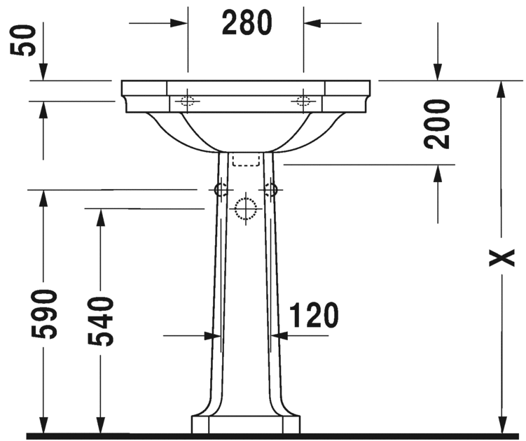 0438600000 Подвесная раковина настенная овальная Duravit 1930 Series - Вид №2