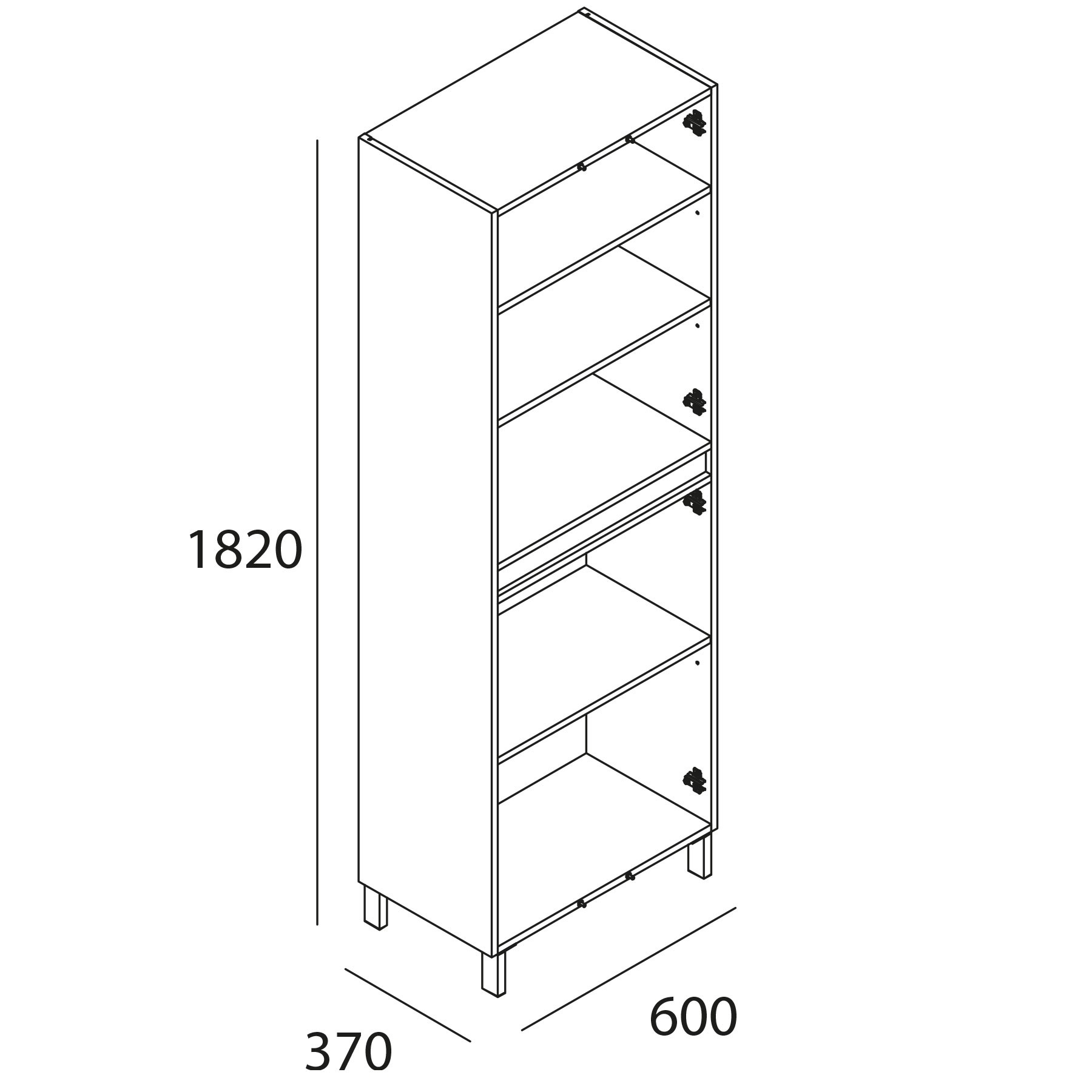 85201 SALGAR Колонна 4-дверная INFINITY MATT GREY 600 x 1820 x 370 мм Мэтт Грей - Вид №2