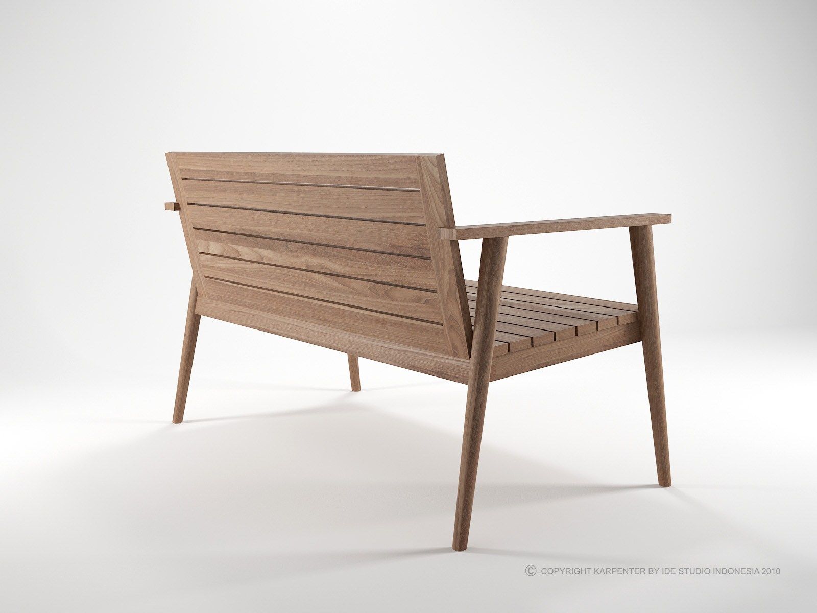 Садовая скамейка из тикового дерева с подлокотниками KARPENTER Vintage Outdoor ARCH-00089422 - Вид №3