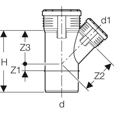 GEBERIT 390.636.14.1 Тройник Geberit Silent-PP 45°  - Вид №2