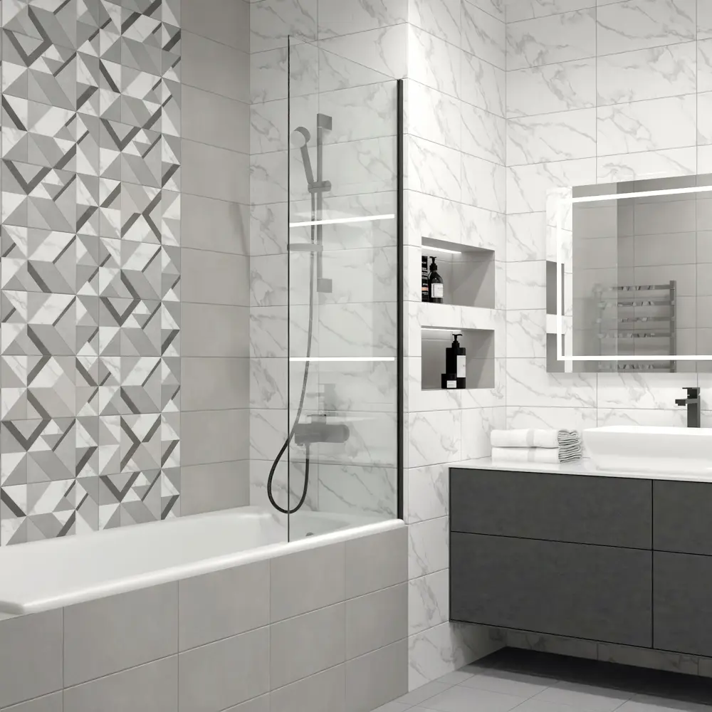 Настенная плитка KREAFORTA Mersey Tetris 20x40 см 1.62 м² матовая цвет серый STLM-2147009 - Вид №6