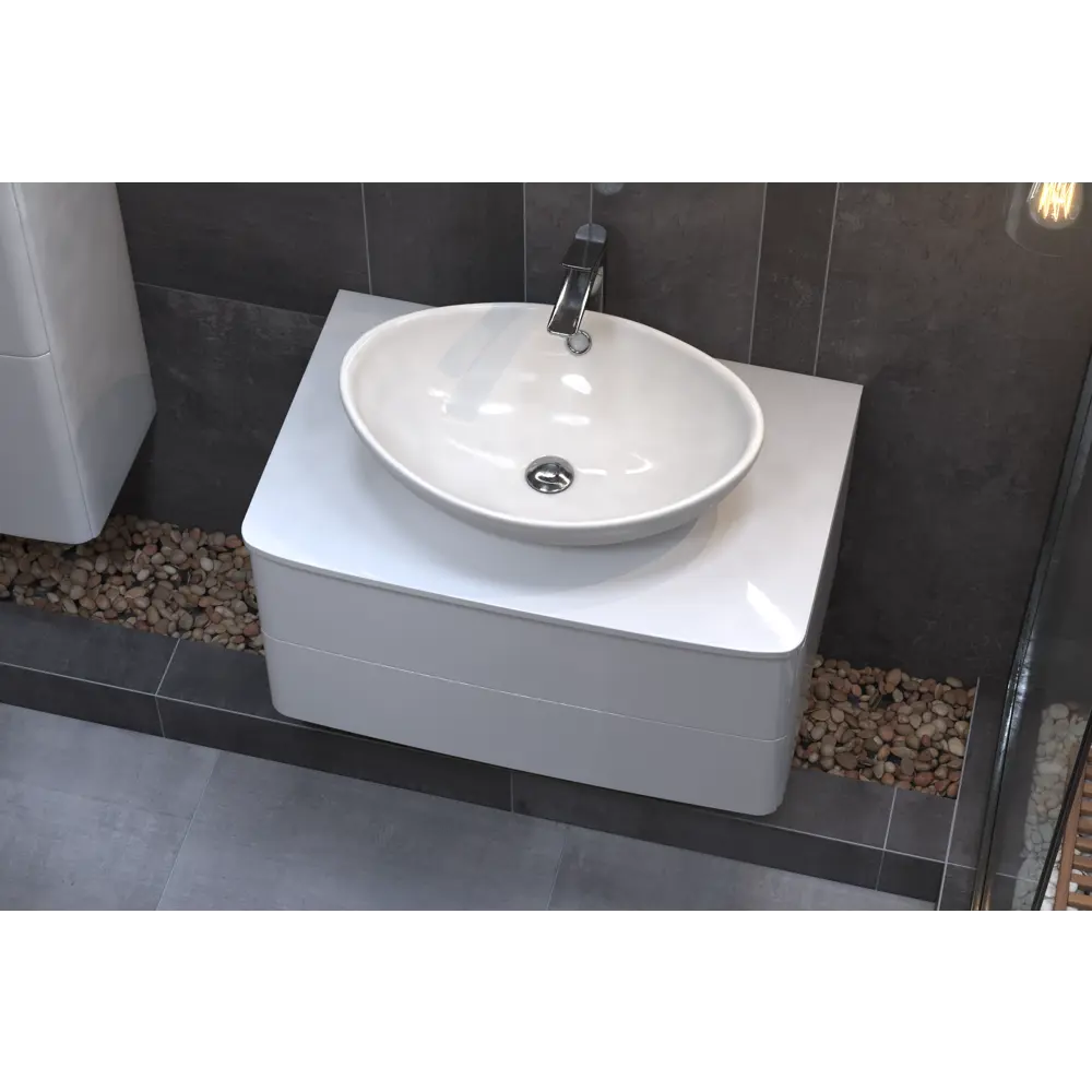 Тумба под раковину подвесная Vigo Cosmo 80 см цвет белый STLM-2170570 - Вид №7