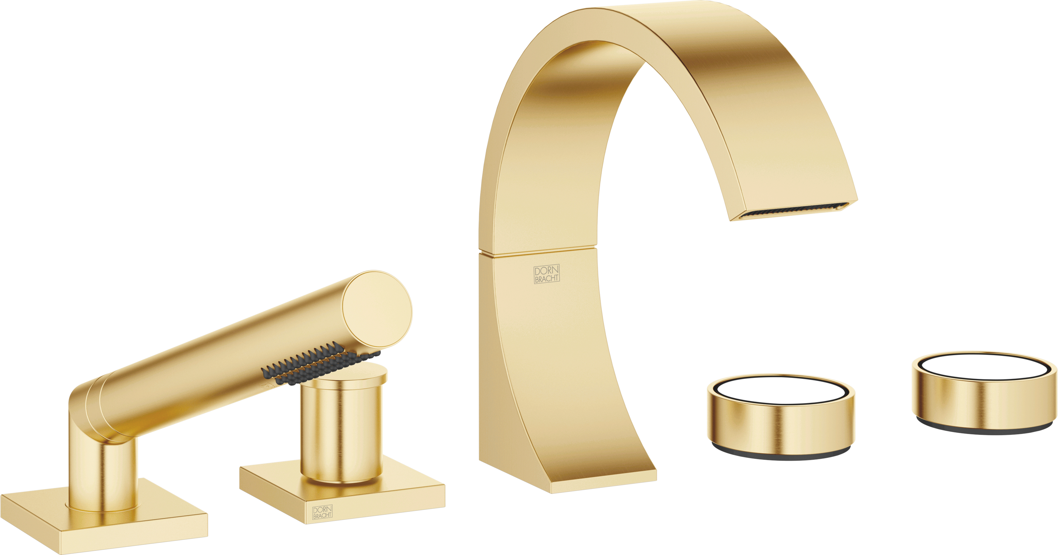 CYO Смеситель для ванны на пять отверстий, для установки на край ванны или на край плитки – матовая дюрбрасс (23-каратное золото)