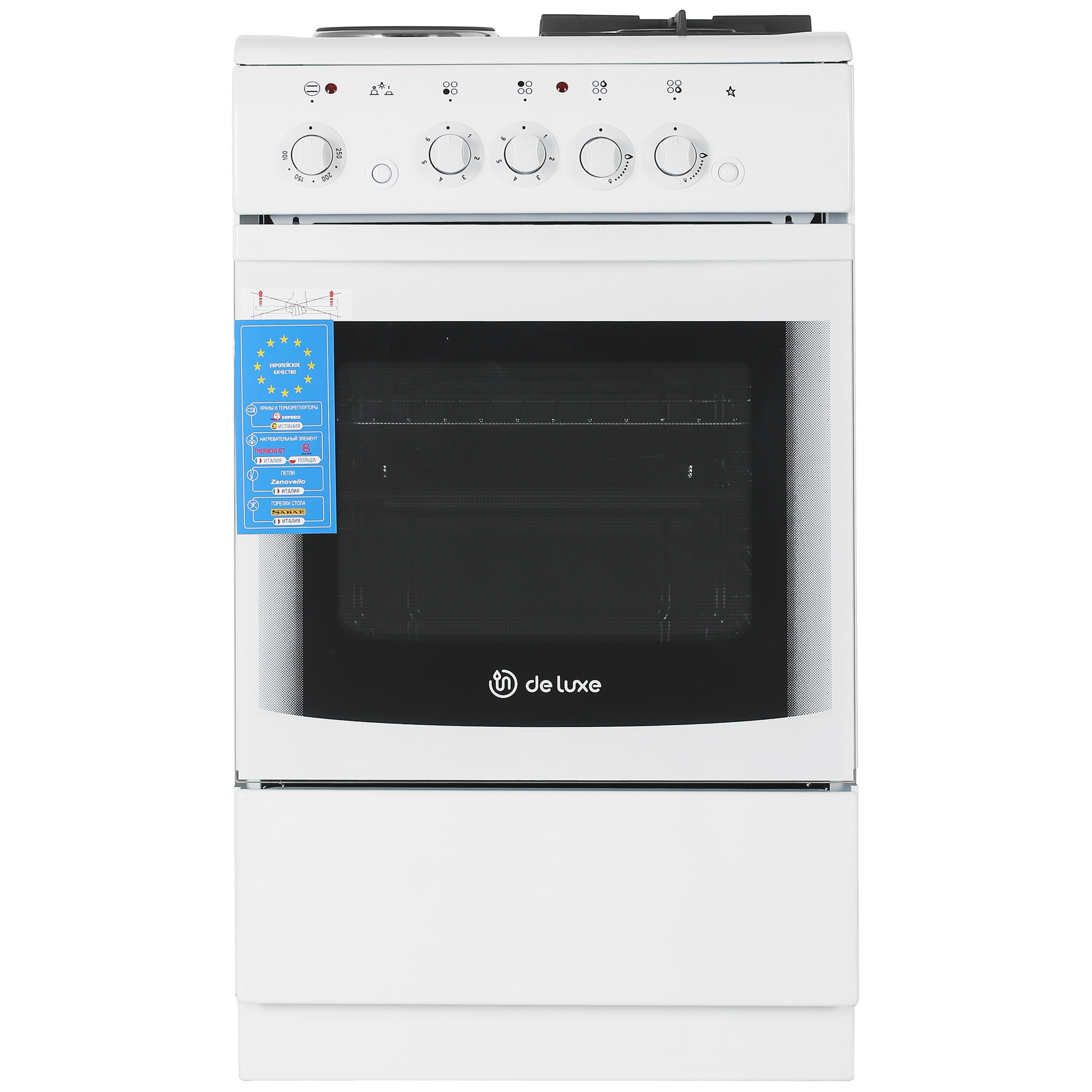 5301109 Комбинированная плита De Luxe 506022.03гэ (щ) чр 030 белый STDN-0110126