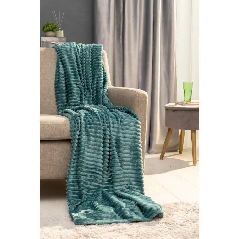 Плед Fetu 150х200 см велсофт цвет бирюза СТОЛИЦА ТЕКСТИЛЯ STLM-2055888 - Вид №3