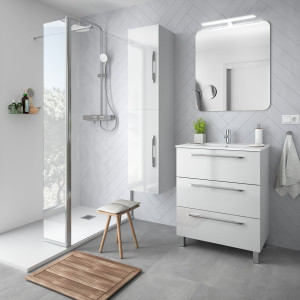 26583 SALGAR Мебель для умывальника FUSSION CHROME 700 3 ящика GLOSS WHITE 697 x 868 x 450 мм Глянцевый белый