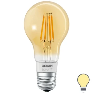 Лампа умная светодиодная Osram Smart Plus E27 220-240 В 5.5 Вт груша золотистая 600 лм, теплый белый свет 89143916 STLM-2207720